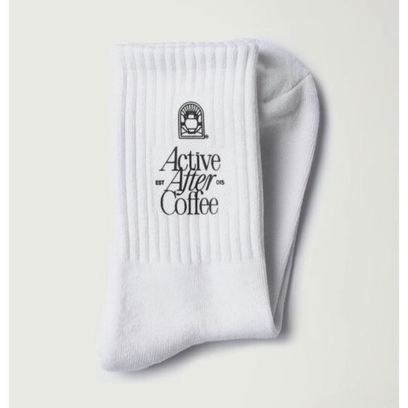 Active After Coffee White Crew Socks - Picture 1 of 7